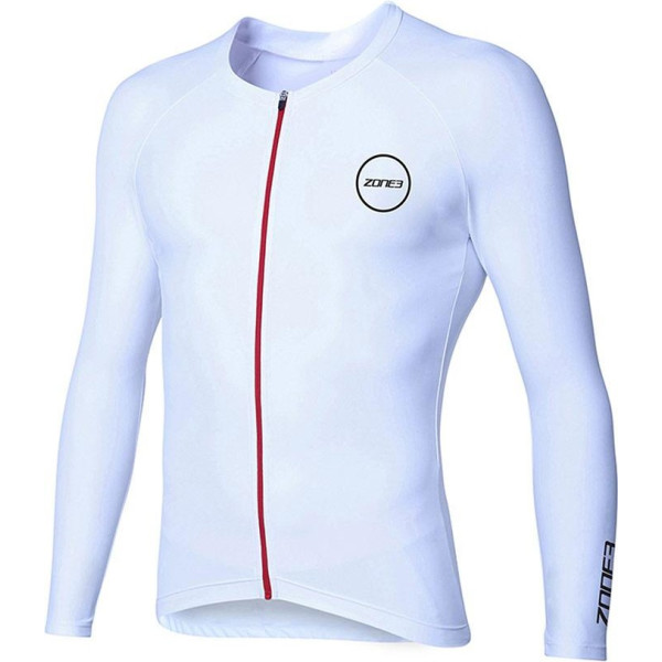 Zone3 Camiseta Men's Lava Aero 3/4 Sleeve Warmth Top Blanco/rojo