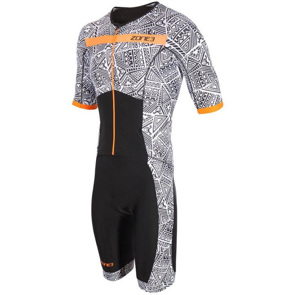 Zone3 Traje De Triatlón Men's Activate+ Kona Speed Short Sleeve Full Zip Negro/blanco/naranja