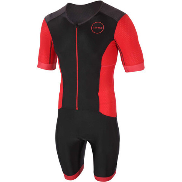 Zone3 Traje Manga Corta Men's Aquaflo Plus Full Zip Negro/rojo