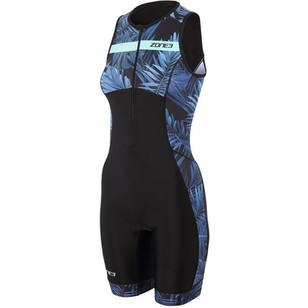 Zone3 Traje De Triatlón Women's Activate+ Tropical Palm Sleeveless Trisuit Navy/mint