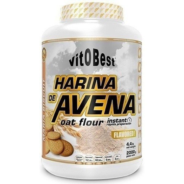 VitOBest Harina de Avena 2 kg - Oat Flour / Rápida Preparación, Ideal para Recetas Fitness a combinar con sabores