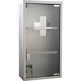 Homcom Botiquín De Primero Auxilios Armario De Medicinas De Acero Inoxidable Con Cerradura 25x12x48cm Plateado