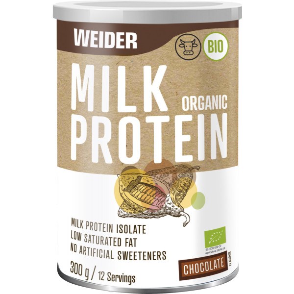 Weider Milk Organic Protein 300 Gr - BIO/ECO duurzame proteïne Laag in verzadigd vet en zonder kunstmatige zoetstoffen 100% natuurlijk.
