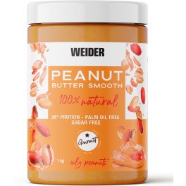 Weider Peanut Butter Smooth 1 Kg - Manteiga de Amendoim 100% Natural com uma Textura Suave e Cremosa