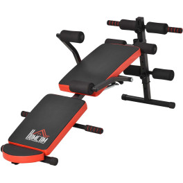 Homcom Banco De Abdominales Plegable Ajustable En Altura Banco De Sentadillas Con Soporte Para Piernas Regulable Para Entrenamie
