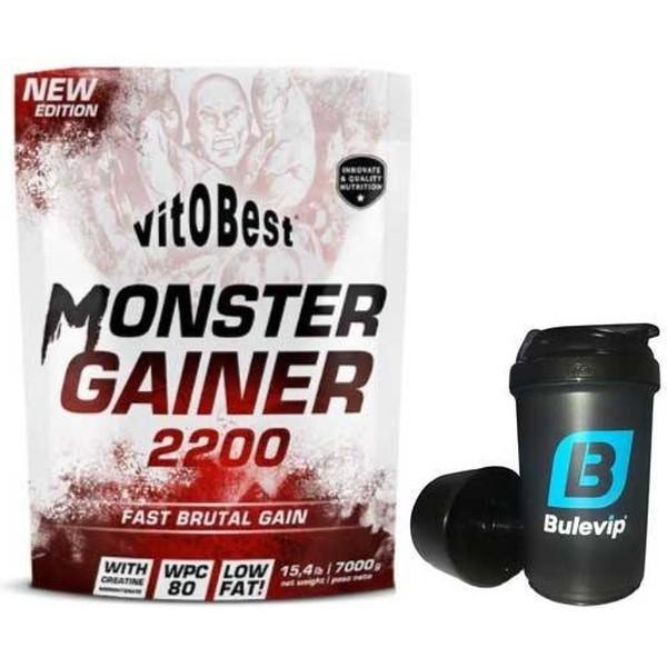 Pack VitOBest Monster Gainer 2200 7 kg + Bulevip Shaker Pro Negro - 500 ml