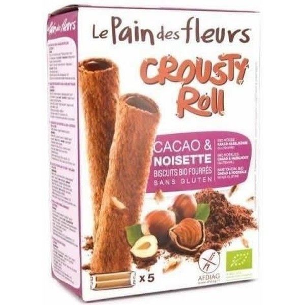 Le Pain des Fleurs Crousty Roll - Rouleau Crème Cacao et Noisette Bio Sans Gluten 10 rouleaux x 12.5 gr