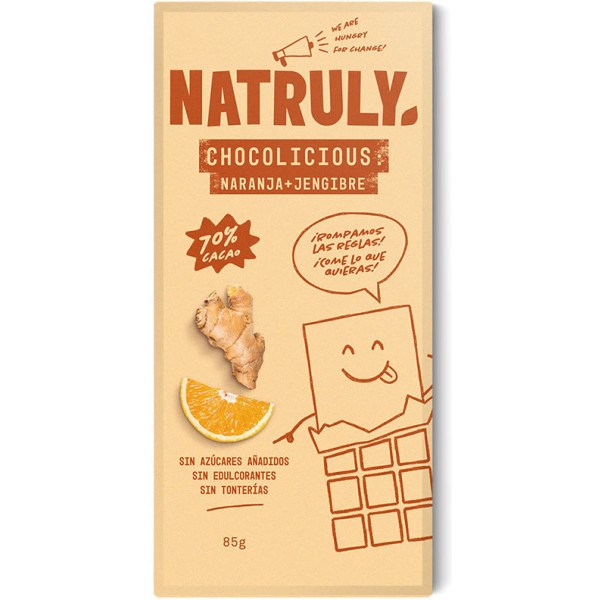 Natruly Chocolicious Avec Orange + Gingembre 70% Cacao 85 Gr Unisexe