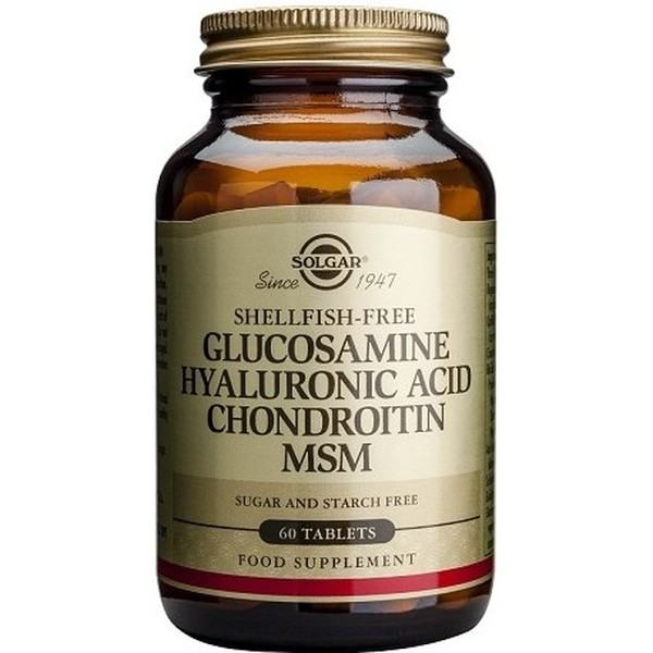 Solgar Glucosamine Acide Hyaluronique Chondroïtine MSM 60 comprimés