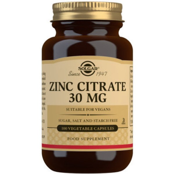 Solgar Citrate de Zinc 30 mg 100 gélules