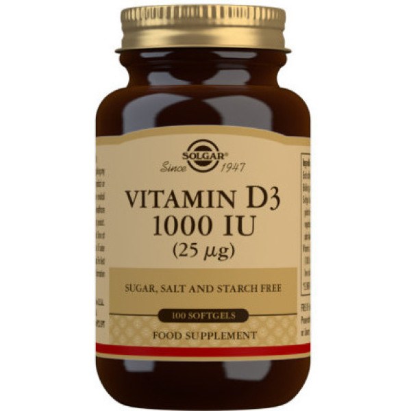 Solgar Vitamine D3 1000 UI 25 mcg 100 gélules
