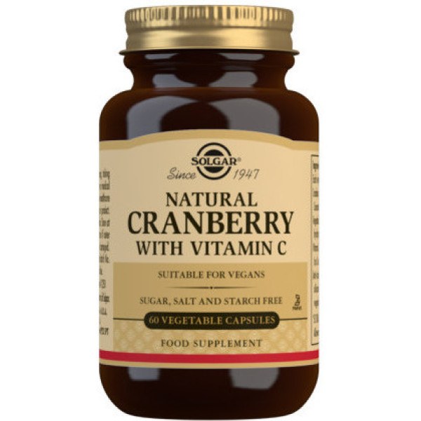 Solgar® Cranberry (Vaccinium macrocarpon) com Vitamina C – 60 Cápsulas Vegetais