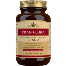 Solgar Cran Flora - Canneberge Rouge avec Probiotique et Ester-C 60 caps