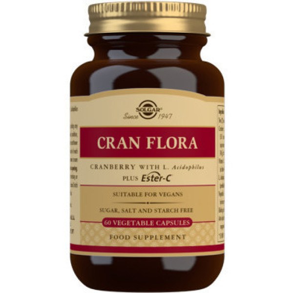 Solgar Cran Flora - Arandano Rojo con Probiotico y Ester-C 60 caps