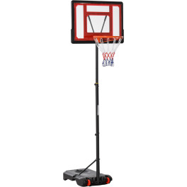 Homcom Canasta De Baloncesto Ajustable De 160-210 Cm Aro De Baloncesto Con Soporte De Acero Base Rellenable Y 2 Ruedas Para Niñ