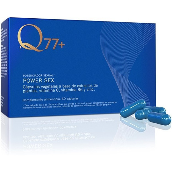 Q77+ Power Sex - Potenciador Sexual Masculino 100% Natural - Sexo Más Intenso - 60 Cápsulas