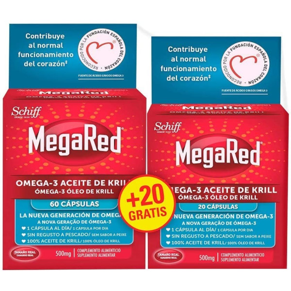 Megared Cápsulas De Omega 3 Aceite De Krill + 20 Cápsulas Gratis -