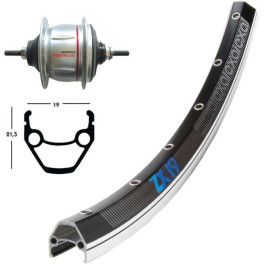 Exal Rueda Trasera 28x1.75 Winora Zx 19 Contrapedal 36 Agujeros Shim.sg-c60018 135mm 8v.n/pl(622-19)