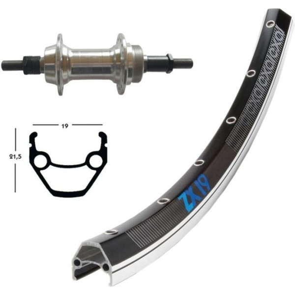 Roue arrière Exal 26x1.75 Winora Zx 19 36 trous axe solide avec écrou 135 Mm 6/7v.neg/pl(559-19)