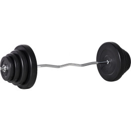 Homcom Juego De Pesas 70 Kg Con Barra Curvada De Acero Y 8 Discos Para Entrenamiento Culturismo En Gimnasio Casa 140x385x385 Cm