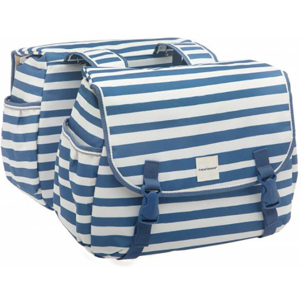 Nouveau Looxs Sac de selle Joli Nomi 37l Polyester Imperméable Bleu/Blanc Avec des Tampons Réfléchissants (38x30x18 Cm)