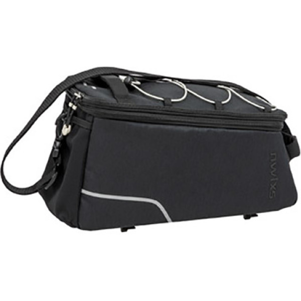Nuova borsa portapacchi impermeabile Looxs Sports Racktime da 13 litri. Poliestere nero con riflessione. (34,5x18x20 cm)