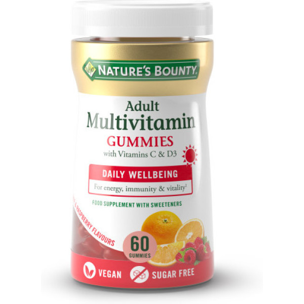 Nature\'s Bounty Multivitamin für Erwachsene mit Vitamin B & D3 - 60 Fruchtgummis