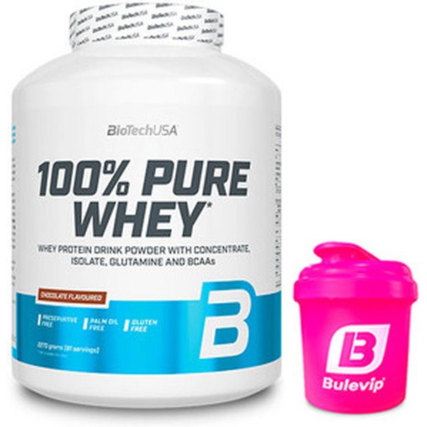 GIFT Pack BioTechUSA 100% Pure Whey 2270 gr + Bulevip Shaker Pink Mixer - 300 ml