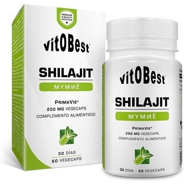 Vitobest Shilajit 60 VegeCaps - Composé à 100% par Primavie / Augmente la Testostérone et la Masse Musculaire