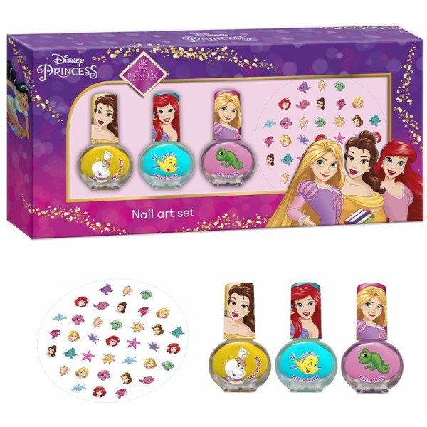 Lote de conjunto de unhas de princesas da Disney com 4 peças
