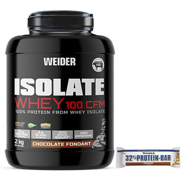 Pack Weider Isolate Whey 100 CFM 2 Kg + 32% Protein Bar 1 barrita x 60 gr