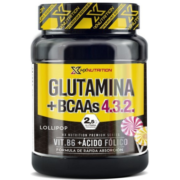 Hx Nutrition Bcaas 4.3.2 + Sucette Glutamine Kyowa 500 Gr