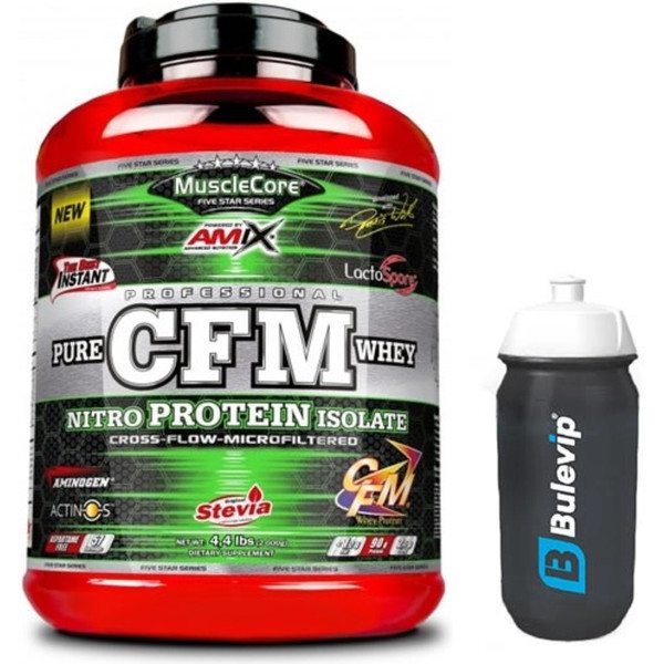 GESCHENKPAKET Amix MuscleCore CFM Nitro Protein Isolat 2 kg + schwarze transparente Flasche 600 ml