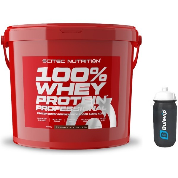 Pack REGALO Scitec Nutrition 100% Whey Protein Professional 5 Kg + Bidon Negro Transparente 600 ml