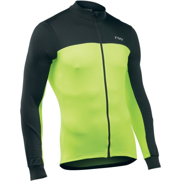 Northwave Maillot Force 2 Manga Larga Negro Amarillo Fluo