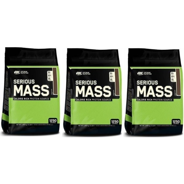 Optimum Nutrition Protein On Serious Mass 3 Bags x 12 Lbs (5.45 Kg)