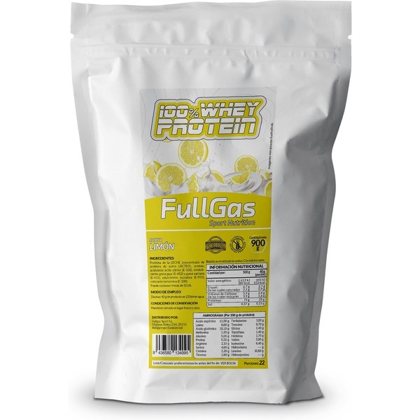 Fullgas 100% Whey Protein Concentrate Limón 900g Sport