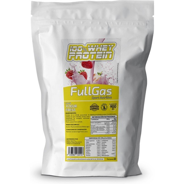 Fullgas 100% Whey Protein Concentrate Yogurt Fresa 900g Sport