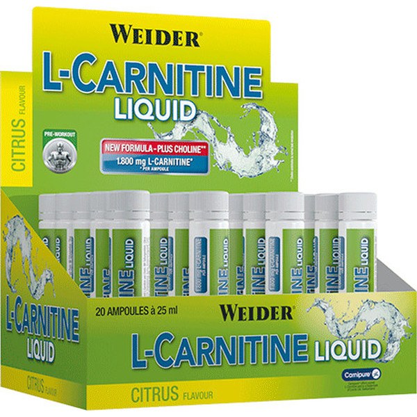 Weider L-Carnitine Liquid 1800 mg 20 vials x 25 ml