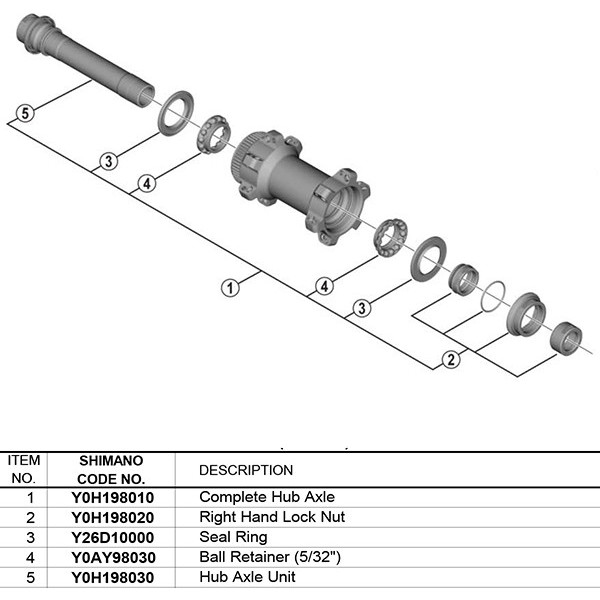 Axe de moyeu Shimano Wh-rx570-tl-f12