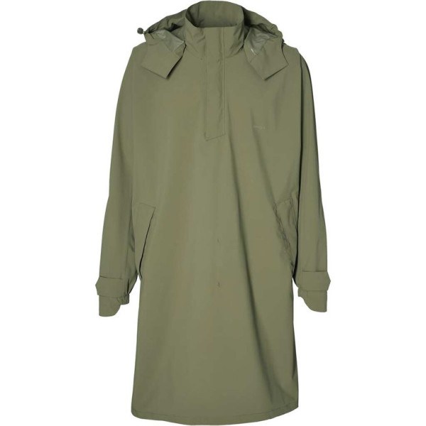 Basil Poncho Mosse Poncho unisexe Vert olive avec passepoil réfléchissant