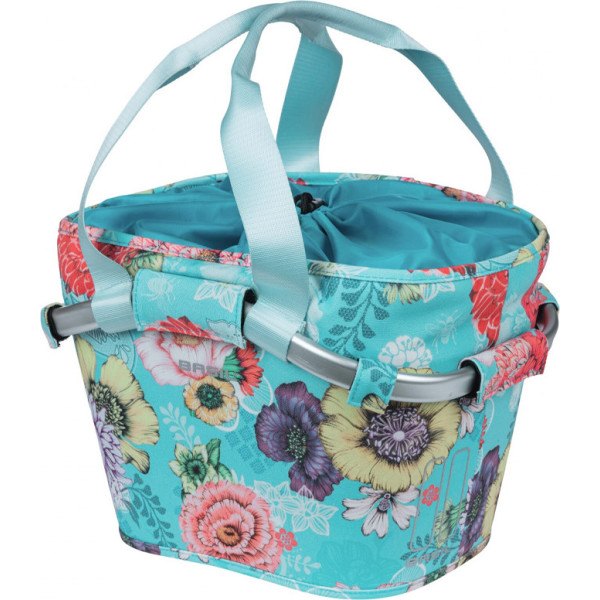 Basil Cesta Delantera Bloom Field Klickfix 15l Impermeable Azul Flores C/reflect (27x37x25 Cm)