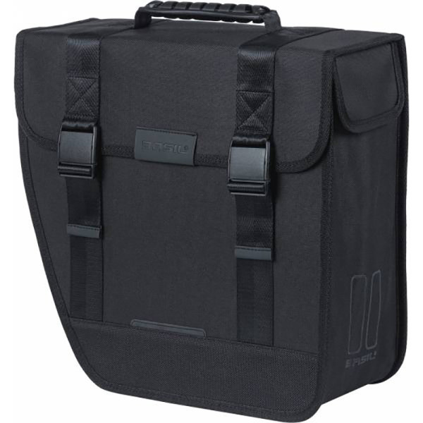 Basil Left Saddlebag Tour Mik 14l Waterproof Polyester Black With Reflective Piping (34x14x34 Cm)