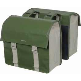 Basil Alforjas Urban Load 53l Impermeable Poliester Verde/beige Con Reflectantes (40.5x17.5x46 Cm)