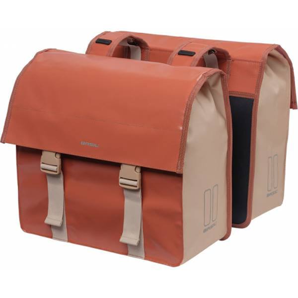 Basil Alforjas Urban Load 53l Impermeable Poliester Rojo/beige Con Reflectantes (40.5x17.5x46 Cm)