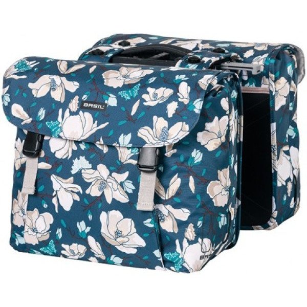 Basil Saddlebags Bloom Field Mik 28-35l Waterproof Polyester Blue/Floral/Reflective (30x15x33 Cm)