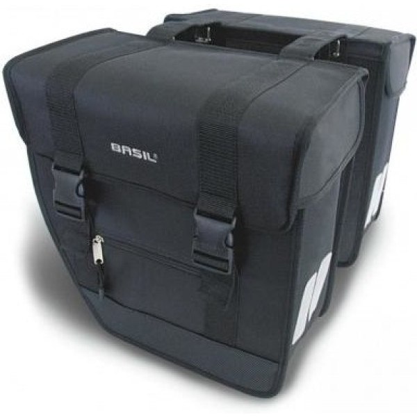 Basil Tour Mik Saddlebags 28l Waterproof Polyester Black With Reflective Piping (34x14x34 Cm)