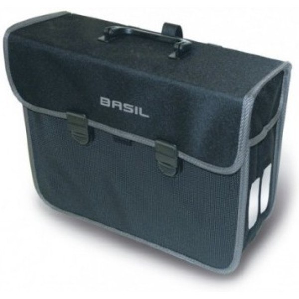 Basil Bolsa Grand Hook-on 23l Impermeable Negro Con Reflectantes (34.5x19x35.5 Cm)