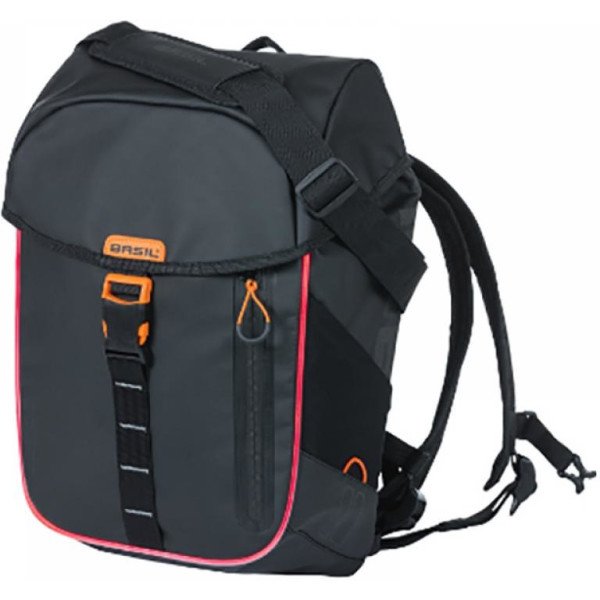 Basil Bolsa Grand Tarpaulin Hook-on 23l Impermeable Negro/blanco Con Reflectantes (34.5x19x35.5 Cm)
