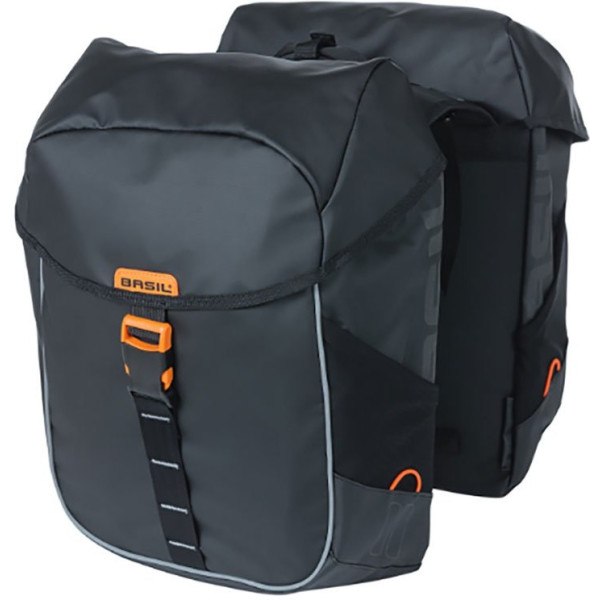 Basil Bolsa Miles Tarpaulin Xl Pro Mik 9-36l Imperm. Poliester Negro/naranja C/refl. (31x23x22.5 Cm)